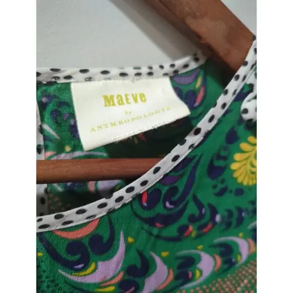 Maeve Anthropologie Green Printed Janis Dress - Picture 5 of 6